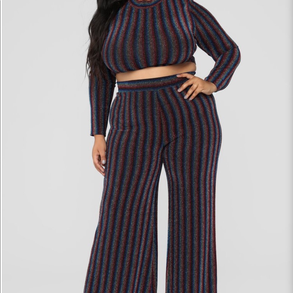 Gold crop top Pant set